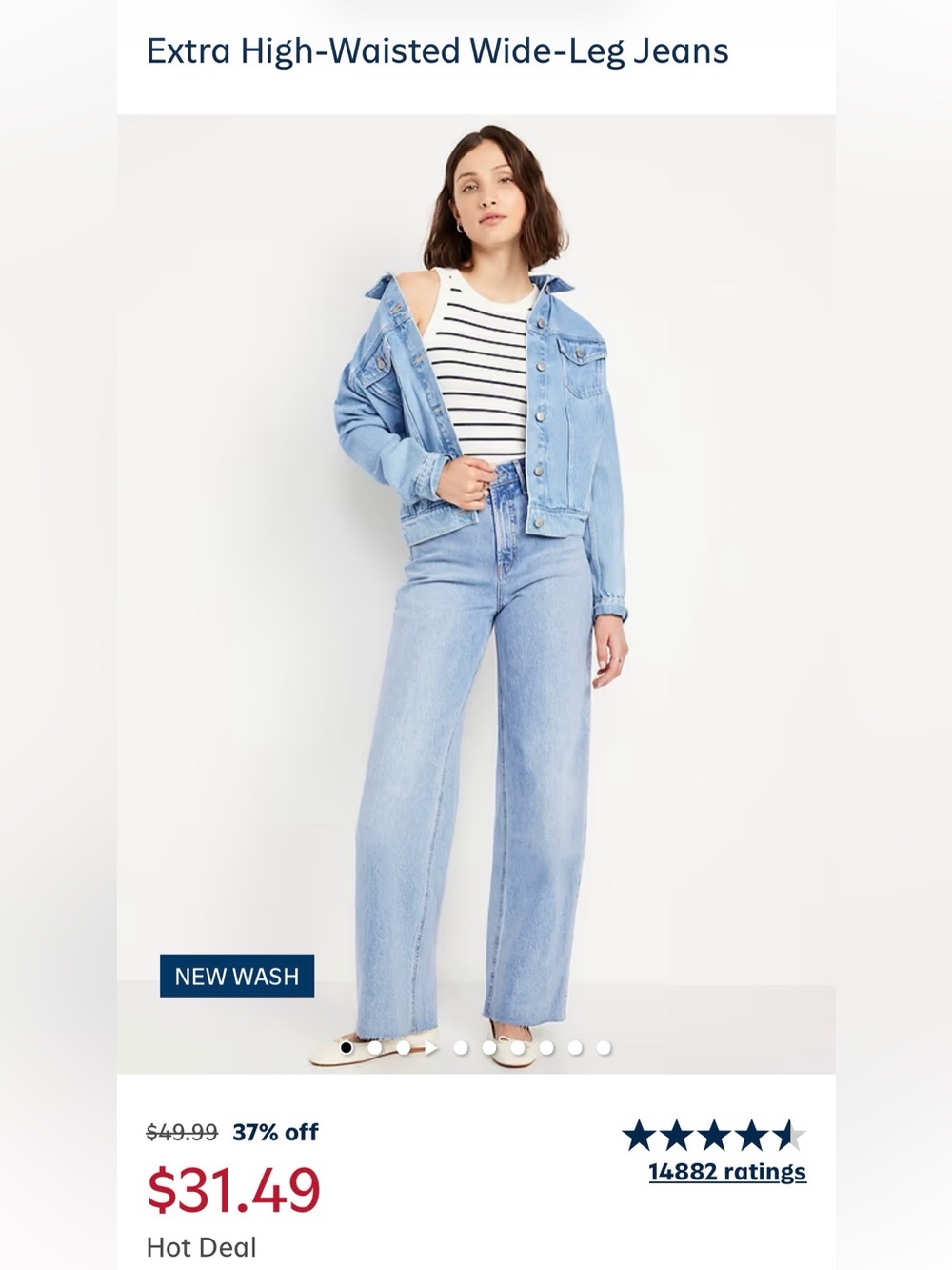 Old Navy Light Blue High-Waisted Wide-Leg Jeans